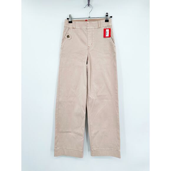 Spanx Stretched Twill Wide Leg Crop Pants Pale Pink Size XS NEW - Picture 1 of 4